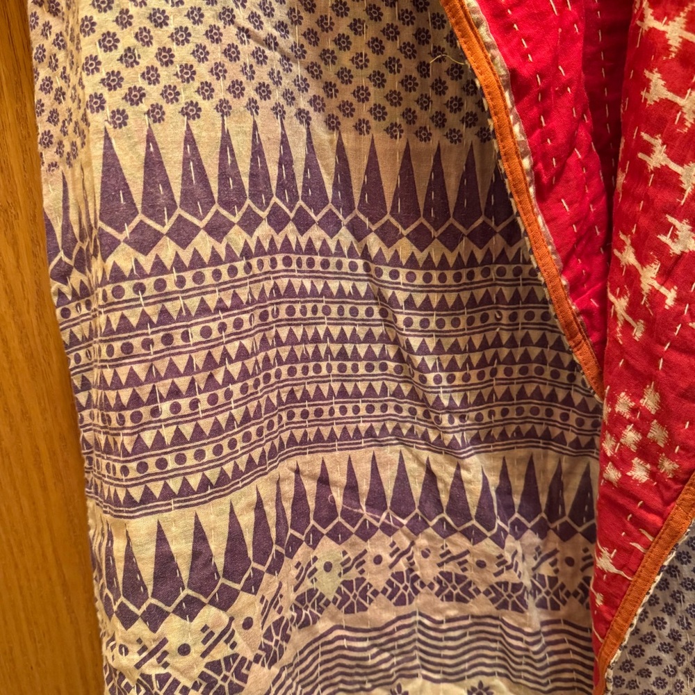 KANTHA Fitted Long 3/4 Sleeve Cardigan ITEM 132 Reversible Handmade OOAK - Picture 4 of 11